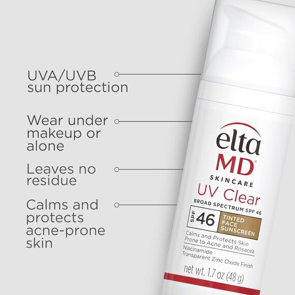 Elta MD UV Clear Tinted Face Sunscreen SPF 46 Transparent Zinc Oxide exp 02/27 - Picture 2 of 3
